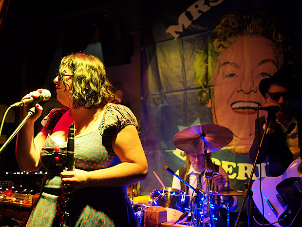 Music hall mayhem on the dancefloor with The Mrs Mills Experience at the Brixton Dogstar, London SW9, 30th June 2012